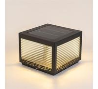HCIPJQY Lámpara De Cristal Con Pantalla, Iluminación Solar Para Postes De Valla Y Terrazas Lámpara De Pilar Cuadrada Moderna Impermeable, Luces De Columna Exteriores Cálidas Y Lujosas Para Patio