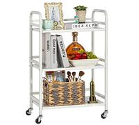 HDANI Carrito Cocina,Carro Auxiliar de Metálicos de 3 Niveles Cocina o Multiuso con Ruedas,Para el hogar,48×30×75cm,Blanco
