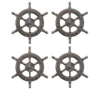 HDJNal 4 pomos de armario de cocina, diseño náutico, timón, rueda, cajón, pomos decorativos, tiradores de muebles, manijas de cajón de plata envejecida, pomos de tocador para decoración del hogar