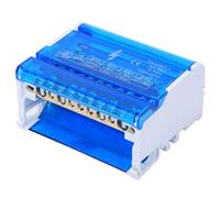 Headerbs Caja de Distribución de 4 Niveles, 125A 500V Carril DIN | Caja de conexiones de bloque de terminales de latón, 4 entradas y 40 salidas, carcasa de nailon PA con cubierta
