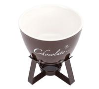 Headerbs Taza de Chocolate de Cerámica, Soporte para Tealight y Tenedor | Soporte de metal antideslizante, taza de cerámica resistente al calor, mantequilla de queso con chocolate derretido, salsa