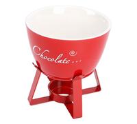 Headerbs Taza de Chocolate de Cerámica, Soporte para Tealight y Tenedor | Soporte de metal antideslizante, taza de cerámica resistente al calor, mantequilla de queso con chocolate derretido, salsa