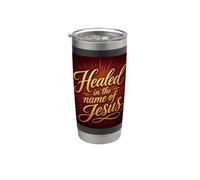 Healed in The Name of Jesus - Christian Faith Proclamation Vaso térmico de acero inoxidable de doble pared