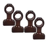 HEALEEP Soportes Decorativos de Madera para Barra de Cortina de 28 Mm, Color Café Oscuro, Paquete de 4 Piezas, Soporte Central para Pared, Accesorios para Cortinas en Sala de