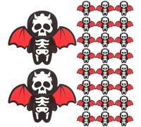 Healeved 100 Unidades Etiquetas Colgantes de Halloween con Diseño de Calavera Roja y Alas para Decoración de Bolsas de Dulces Etiquetas para Regalos y Decoración Festiva de Halloween