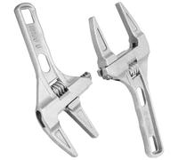 Healeved 2 Piezas Llave Ajustable de Acero Plata, Gran Apertura | Mango Corto, Alta Fiabilidad, Servicio Pesado, para Fregaderos y Cabezales de Ducha, Manual