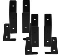 Healeved 4 Piezas Kit de Base para Valla Soportes para Postes de Cerca de Hierro Negro, Orificios de Fijación Reforzada, para Pérgolas, Vallas de Madera y Barandillas