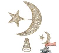 Healeved Estrella Tridimensional Punta del Árbol de Navidad Dorada de
