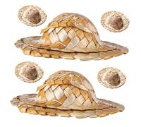 Healifty 6 Piezas Pequeño Cartel de Vino Sombrero de Paja Decoraciones para Cócteles Adornos para Copas de Vino Manualidades Sombreros de Paja Miniatura Decoraciones Mini para Fiestas