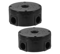 Healifty Caja de conexiones redonda para cable y cámara de seguridad, plástico negro, impermeable, 2 piezas, para exteriores y techo