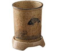 Healifty Cerámica Porta Utensilios de Cocina Vintage Estilo Japonés | Agujeros de Drenaje y Base Plana, Organiza Cucharas y Cubiertos en Encimera o Fregadero
