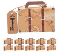 Healifty Juego de 50 Cajas de Dulces Forma de Maleta Vintage, Gran Capacidad, Papel Kraft y Cartón Blanco, Asa para Almacenamiento y Decoración en Bodas