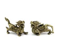 HEALLILY Estatuilla de Dragón Feng Shui de Latón Dorado Pixiu/Yao Pi Atrae La Riqueza Y La Buena Suerte Estatuilla de Dragón de Feng Shui para La Riqueza de La Suerte Protección de La