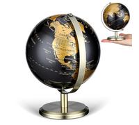 HEALLILY Globo Terráqueo Globo Terráqueo Educativo de 14 Cm Vintage Giratorio Soporte de Cobre Antiguo Negro y Dorado, Adorno para Embellecimiento de Escritorio y Oficina para Hogar