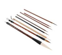 HEALLILY Juego de 8 Pinceles de Caligrafía Chinos para Escribir y Pintar, Mango de Madera Ligero y Superficie Suave, Adecuado para Dibujo y Escritura Artística