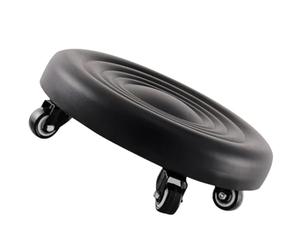 HEALLILY Taburete Ruedas, Taburete Rodante de PU y Acero Inoxidable, Negro, sin Rebabas y Alta Capacidad de Carga, para Dormitorio y Baño, Uso Doméstico
