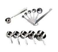 HEALSOPTHY Juego de 12 Cucharas Soporte para Pared y Anillo Organizador y Tazas Medidoras de Acero Inoxidable para Hornear y Cocinar