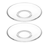 HEALSOPTHY Platillos de vidrio para servir snacks 2 unidades, redondos y portátiles 12x12 cm, bandejas transparentes para tazas de té y café, soporte estable para uso doméstico Reutilizable