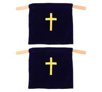 Healvian Bolsa de Ofrendas de Terciopelo con Asas de Madera para Iglesia, 2 Unidades. Cesta de Recolección Religiosa para Diezmos Y Donaciones. Bolsa de Comunión Portátil para Servicios Religiosos,