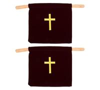 Healvian Bolsa de Ofrendas de Terciopelo con Asas de Madera para Iglesia, 2 Unidades. Cesta de Recolección Religiosa para Diezmos O Donaciones. Bolsa de Comunión Portátil para Servicios Religiosos,