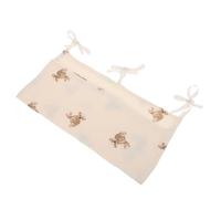 Healvian Organizador Colgante de Algodón con Dos Bolsillos para Cuna | Diseño con Oso Adorable, Fijación Estable a Barandillas, Orden Junto Cama, para Biberones y Pañales