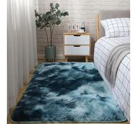 Hearda Alfombra Peluda Salon, Alfombra Shaggy Pelo Largo Tie Dye Alfombrilla Habitacion Moderna Suave Esponjosa Lavables con Base Antideslizante para Dormitorio (Azul Oscuro D,60x90cm)