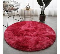 Hearda Alfombra Redondo Peluda para Habitacion, Alfombra Shaggy Pelo Largo Tie Dye Alfombrilla Salon Moderna Suave Esponjosa Lavables con Base Antideslizante para Dormitorio (Burdeos A,160cm)