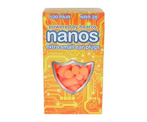 HEAROS Nanos XS - Protección auditiva con cancelación de ruido, NRR 28, comodidad extrema, paquete de 100 pares (5891)
