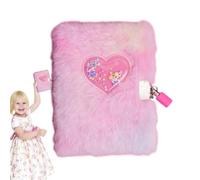 Heart Diary, Plush Journal Notebook, Lockable Secret Book, Soft Fuzzy Cover Design, Secure Writing Pad Girls, Kids Stationery Gift for Children, Private Memory Keeper School, Creative 5.83x4.13 Inches