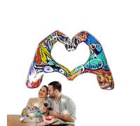 Heart Hands Sculpture - Resin S 18.5x8x12.5cm | Colorful Love Gesture Pop Art Figurine Wedding Tabletop Ornament Home Decor Decorative Hand Heart Statue For Living Room Use