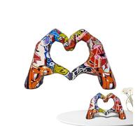Heart Hands Sculpture - Resin S 18.5x8x12.5cm | Colorful Love Gesture Pop Art Figurine Wedding Tabletop Ornament Home Decor Decorative Hand Heart Statue For Living Room Use