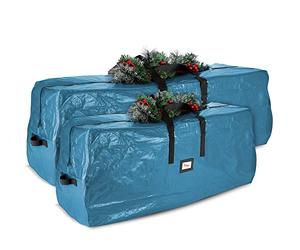Hearth & Harbor Caja de almacenamiento impermeable para árbol de Navidad hecha de material plástico PE, azul, 7.5 pies a 9 pies