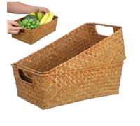 HEATSHAKING Cesta de Mimbre Tejida Pequeña para Pan y Frutas 2 Piezas