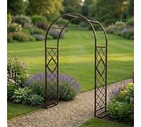Heavy Du - Arco de jardín para plantas al aire libre, enrejado de metal de 6 a 12 pies, cenador marrón rústico para bodas y decoración de jardín, arco de acero resistente de 20 mm de ancho x 7.5 pies