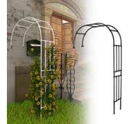 Heavy-Du - Enrejado de arco de jardín de metal de 240 cm para plantas trepadoras, cenador de apoyo para rosas, decoración de boda al aire libre, realzador de lacape (blanco, 280 x 240 cm / 9.2x7.9ft)