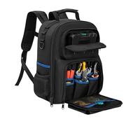 Heavy-Duty Electrician Tool Backpack - Open-Top Easy Access Organizer | Multibolsillos Con Base Impermeable De Fondo Duro | Mochila Para Herramientas De Técnico - Fontanero De Construcción Indus