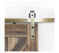 Heavy Duty - Kit de herrajes para puerta corrediza de granero con acabado dorado, clásico y fácil de instalar, juego de rieles para puerta corredera de latón antiguo dorado