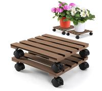 Hebitod Juego de 2 ruedas cuadradas de WPC, 30 x 30 cm, soporte para plantas con ruedas, resistente a la intemperie, capacidad de carga de hasta 80 kg por pieza, para interior y exterior, color marrón