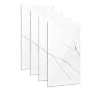 Hebitod Paneles de pared con aspecto de mármol, PVC Wall Cladding 120 x 60 cm, montaje de bricolaje, paneles decorativos 3D impermeables para cocina, baño, paquete de 4, blanco YB003