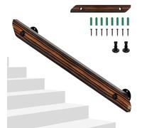 Hebitod Pasamanos de madera de pino, 100cm Barandilla de escalera Wood Pasamanos de madera antideslizante con soportes de pared Material de montaje, Barandilla para escaleras Balcón, Marrón