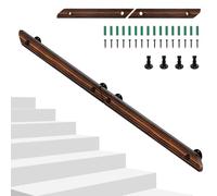 Hebitod Pasamanos de madera de pino, 180 cm, pasamanos de madera antideslizante con soportes de pared, material de montaje, barandilla para escaleras, balcón, marrón