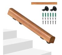 Hebitod Pasamanos de madera de pino, 60 cm, barandilla para escaleras, madera semicircular, pasamanos de madera antideslizante, montado en la pared con material de montaje, para escaleras, barandilla