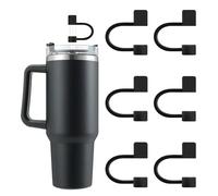 Hebterrka 6 tapas de silicona para pajitas Stanley Tumbler, accesorio para pajita a prueba de polvo, compatible con vasos de 40 oz/30 oz, 6-11 mm (negro)