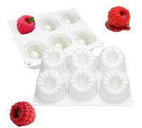 HECHKJ Molde de Silicona 6 Cavidades Frambuesa, Molde de Silicona para Postres Blancos, Molde de Silicona para Tartas Tipo Mousse, Frutas, Mousse, Gelatinas e Hielo