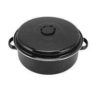 HEEPDD Bandeja para Asar Esmaltada, Hierro Fundido para Hornear Carne y Verduras, Apta para Horno a 450F, Ideal para Reuniones Familiares, Herramientas de Cocina (Cubierta de hierro 28CM)