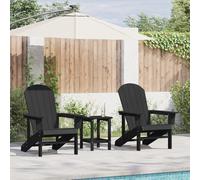 HEFZGDB Adirondack Juego de 2 sillas de jardín de HDPE, resistentes a la intemperie, para balcón y terraza, color negro, ergonómicas, resistentes a los rayos UV, fácil de montar