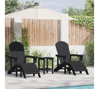 HEFZGDB Adirondack Sillas con reposapiés, 2 unidades, color negro, HDPE, juego de salón de jardín para terraza y balcón, asiento ergonómico con material HDPE resistente a la intemperie, cómodo