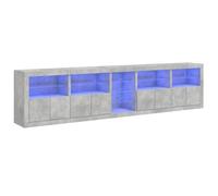 HEFZGDB Aparador con luces LED gris hormigón, 283 x 37 x 67 cm, armario de cocina, aparador, salón, cocina, vitrina, salón, salón, salón, salón, salón, salón, salón, salón, salón, comedor, cocina