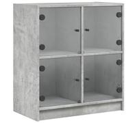 HEFZGDB Armario auxiliar con puertas de cristal, color gris hormigón, 68 x 37 x 75,5 cm, armario de cocina, aparador, salón, despensa, cocina, vitrina, salón, cocina, salón, salón, cocina, salón