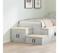 HEFZGDB Armario de almacenamiento de hormigón gris 108 x 41 x 40 cm de material de madera con dos compartimentos espaciosos, mesita de noche moderna con acabado de hormigón para dormitorio, espacio de